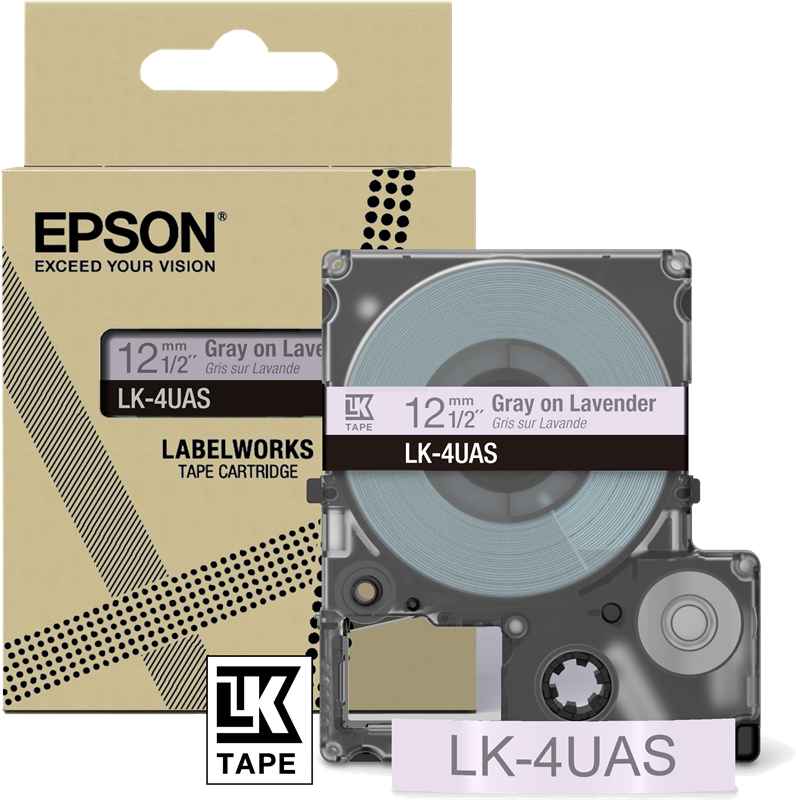 Epson LK-4UAS Schriftband Grau auf Lavendel