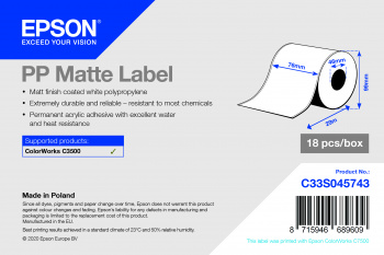 Epson Etikettenrolle - Matte, 7,6 cm 