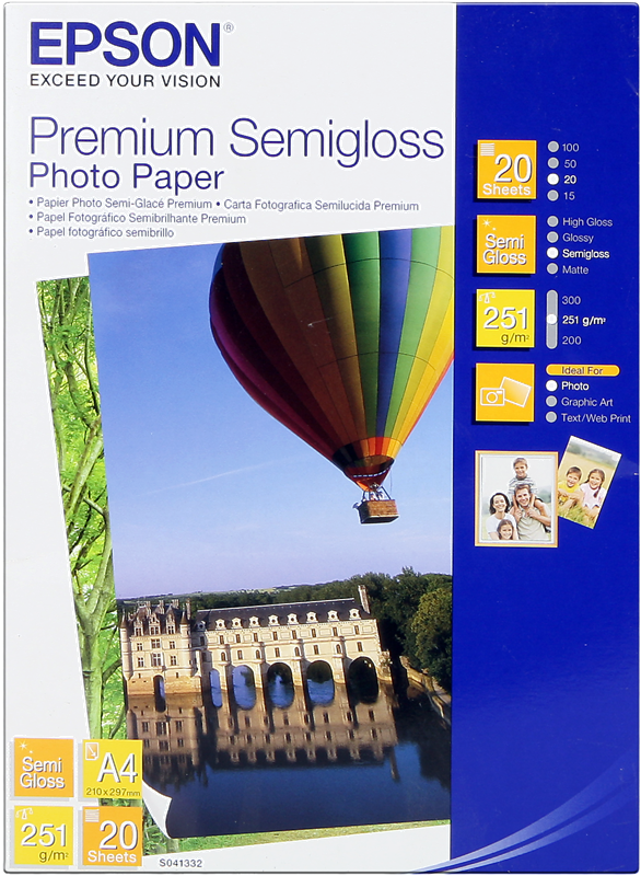 Epson Premium Semigloss Fotopapier A4 Weiss