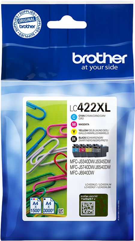 Brother LC-422XL Multipack Schwarz / Cyan / Magenta / Gelb (LC422XLVAL)