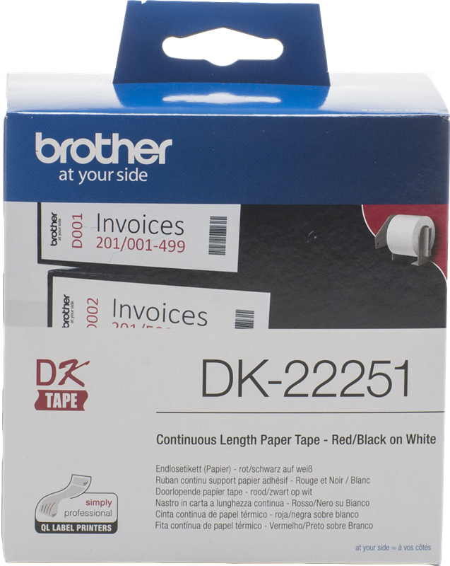 Brother DK-22251 Endlosetiketten 62mm x 15,24m Schwarz / Blau / Weiss