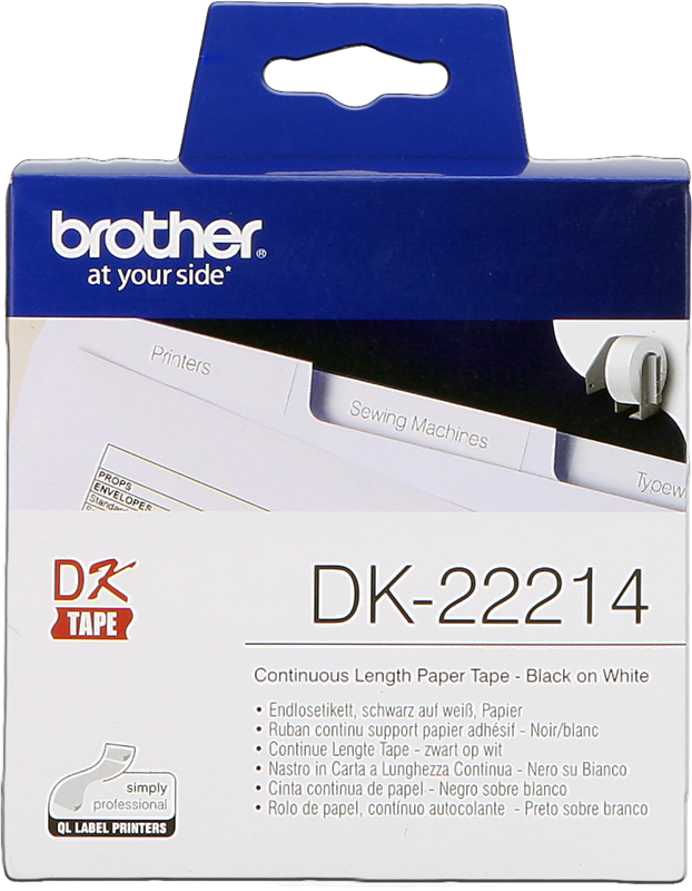 Brother DK-22214 Endlosetiketten 12mm x 30,48m Schwarz auf Weiß
