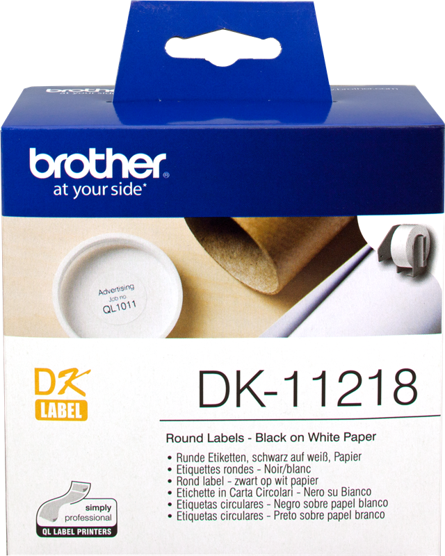 Brother DK-11218 Runde Etiketten 24mm Schwarz auf Weiß