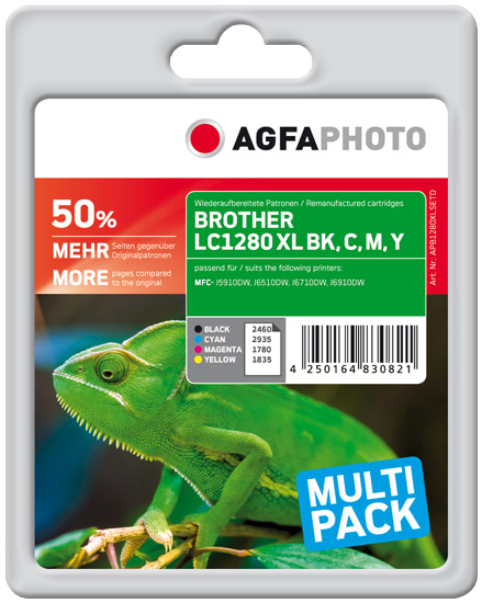Agfa Photo LC1280XLBK,C,M,Y Multipack Schwarz / Cyan / Magenta / Gelb